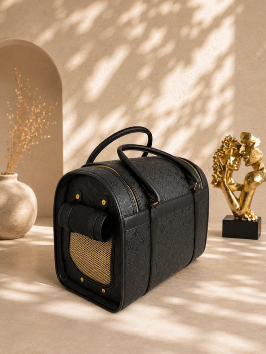 Pet Carrier Bag Ls/Vn Black Monogram