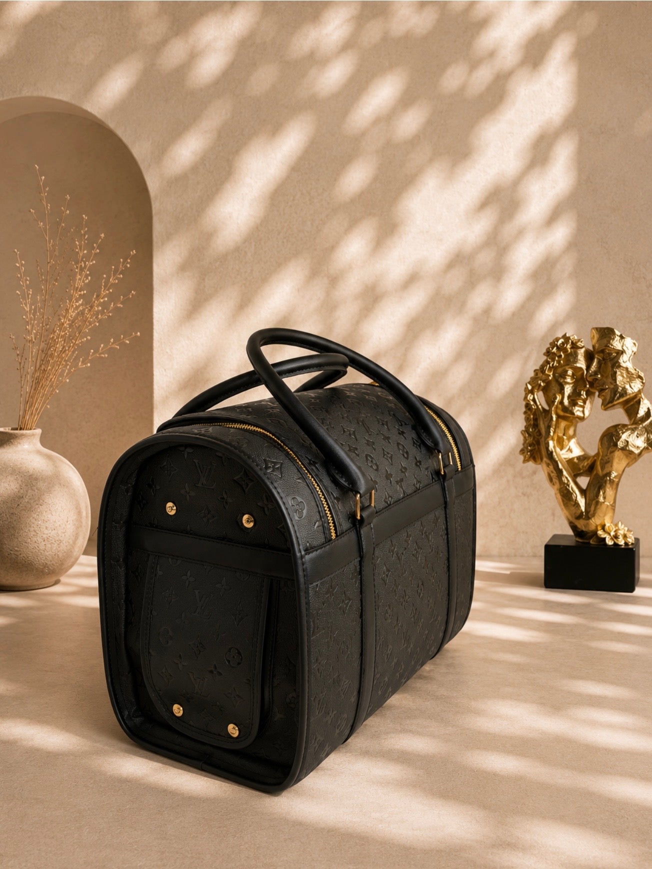 Pet Carrier Bag Ls/Vn Black Monogram