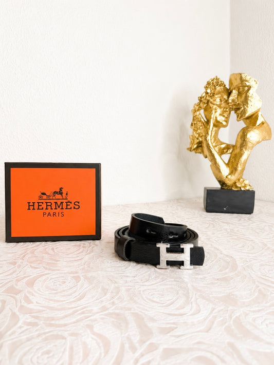 Leather Belt Her/S Black Low Line