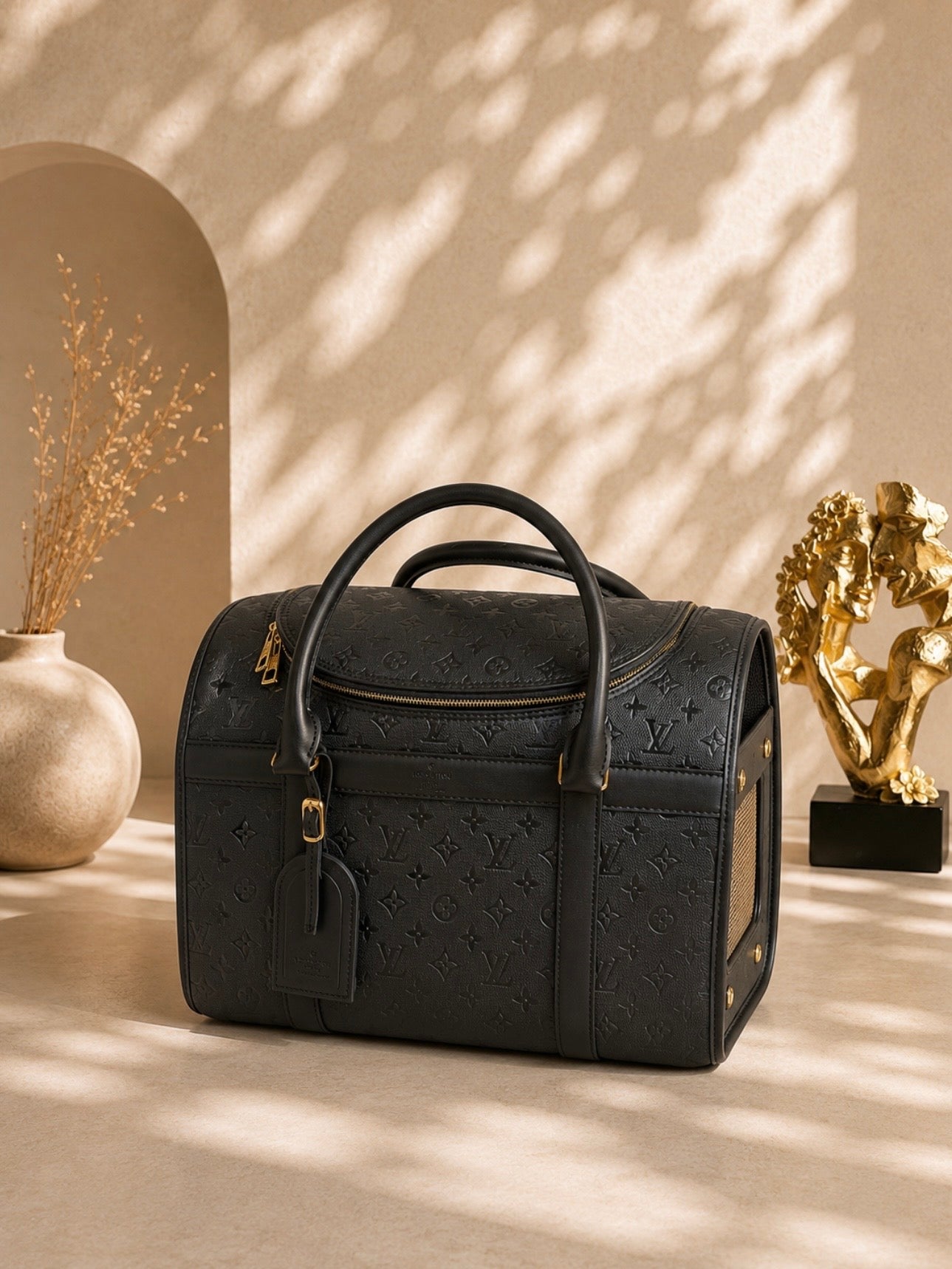 Pet Carrier Bag Ls/Vn Black Monogram