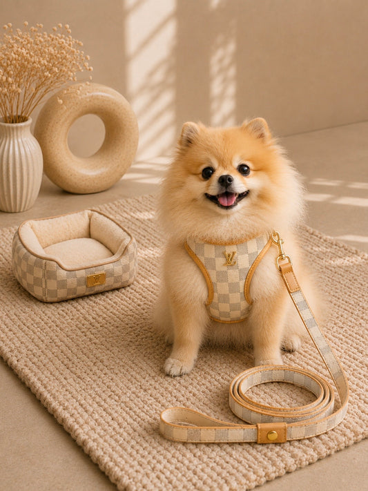 Pet Harness Ls/Vn Beige Damier Σαμαράκι